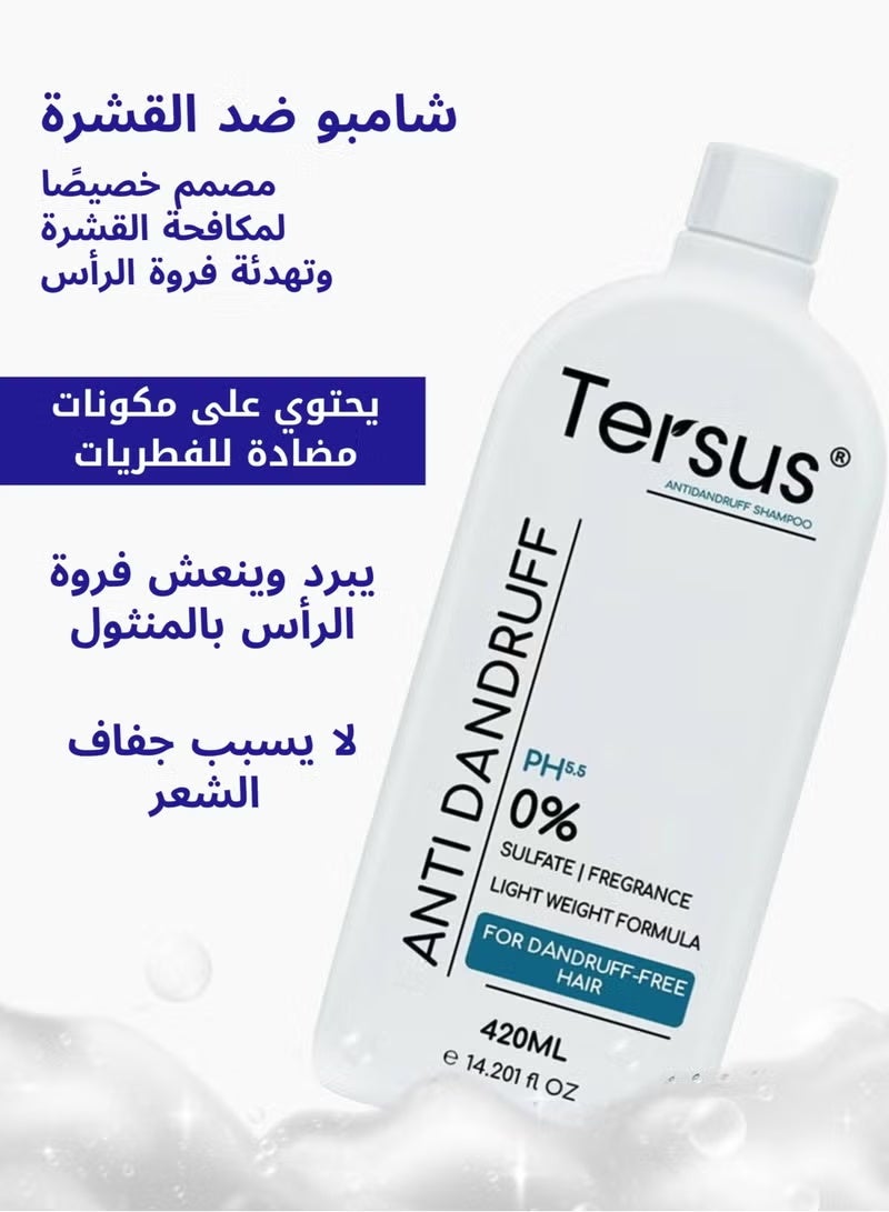 Tersus Anti-Dandruff Shampoo – Sulfate Free – Contains  Zinc Pyrithione, and Menthol Crystals – 420ml - Image 2