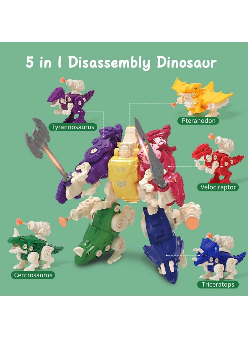 SYOSI ألعاب الديناصورات للأطفال، ألعاب الديناصورات المتحولة 5 في 1 القابلة للفك للأولاد والبنات، مجموعة ألعاب تعليمية للأطفال الصغار من الأولاد والبنات في سن 3 4 5 6 7 8 سنوات هدية - Image 2
