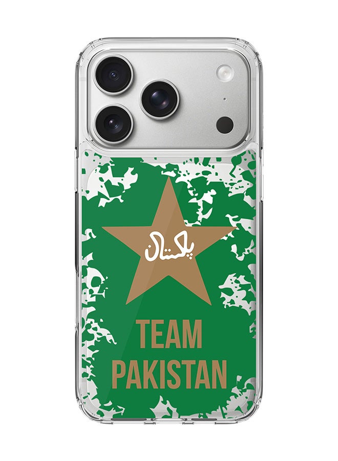 Stylizedd Classic Clear MagSafe Case for iPhone 17 Pro , Hybrid Soft Case Flexible Edges Anti Drop TPU PC Gel Thin Transparent Cover [ Designed for iPhone 17 Pro ] - Team Pakistan