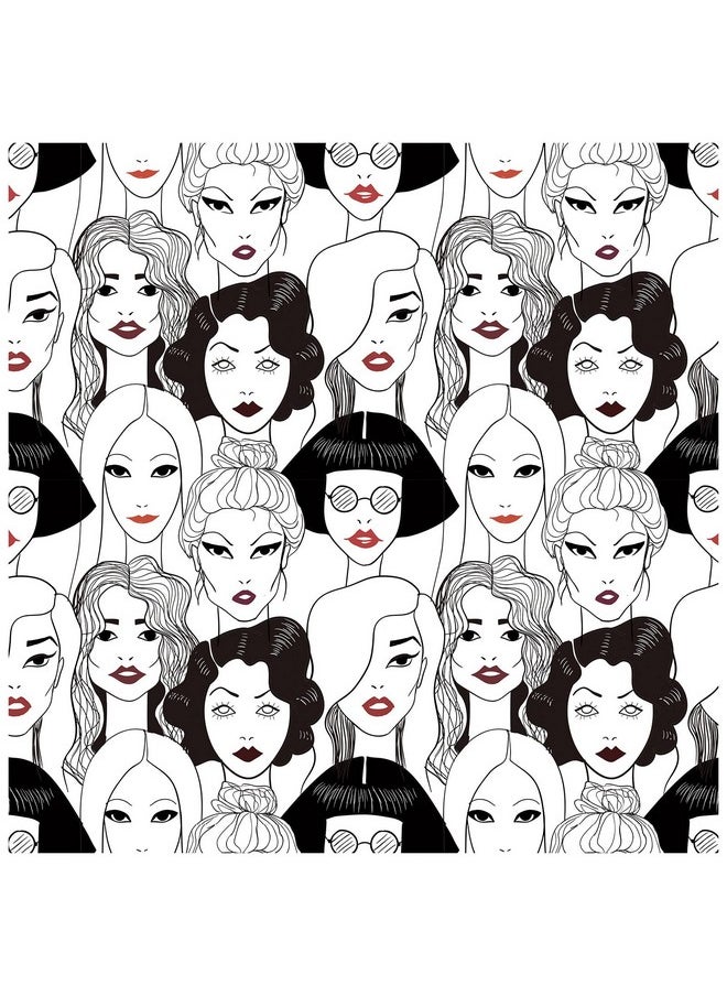 HAOKHOME 96106 Modern Peel And Stick Wallpaper Cool Ladies Black/White/Red Lips Removable Vinyl Self Adhesive Contactpaper 17.7In X 9.8Ft  - Image 1