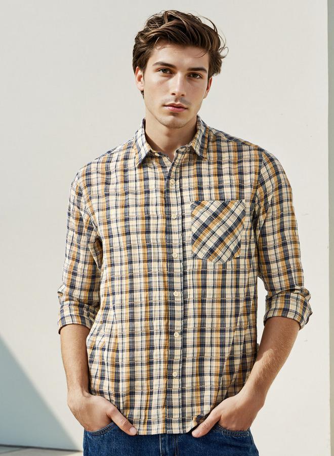 Lee Cooper Regular Fit Checked Collared Shirt - Image 1