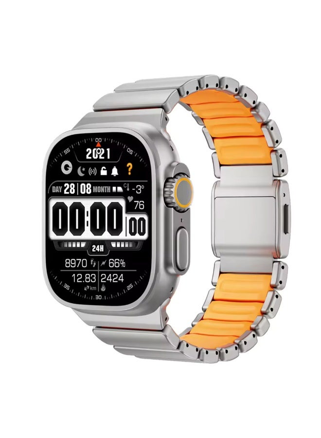 TEMPO Titanium Silicone Magnetic Band Compatible with Apple Watch for Men Women Ultra 3 | 2 | 1, 49mm/45mm/44mm/42mm Metal Sport  Strap for iWatch Series 11/10/9/8/7/6/5/4/3/2/1, Sandblasted Finish Strap for Men - Image 1