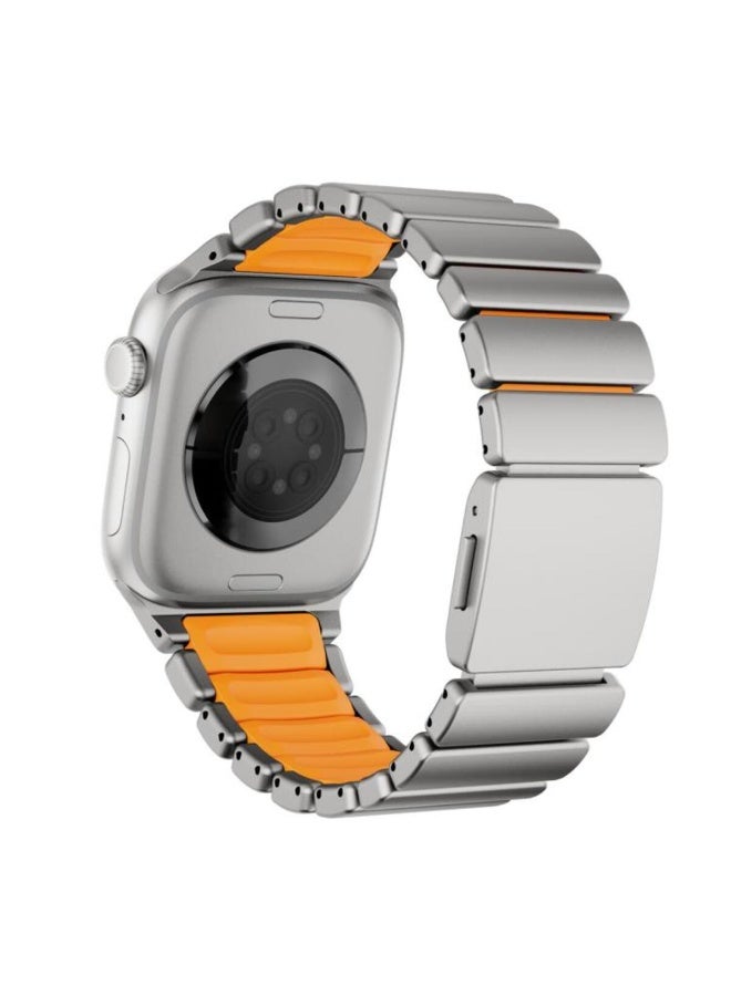 TEMPO Titanium Silicone Magnetic Band Compatible with Apple Watch for Men Women Ultra 3 | 2 | 1, 49mm/45mm/44mm/42mm Metal Sport  Strap for iWatch Series 11/10/9/8/7/6/5/4/3/2/1, Sandblasted Finish Strap for Men - Image 2
