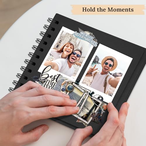Hiwhy Polaroid Scrapbook Photo Album, 6.3"x6.3" DIY Scrapbook Album Hardcover Kraft Paper with 20 Sheets 40 Pages, Stylish Memory Book for Wedding, Anniervsary, Family, Travel, Black - Image 5
