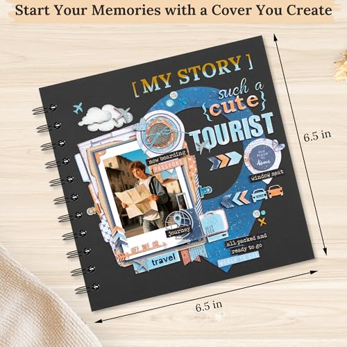 Hiwhy Polaroid Scrapbook Photo Album, 6.3"x6.3" DIY Scrapbook Album Hardcover Kraft Paper with 20 Sheets 40 Pages, Stylish Memory Book for Wedding, Anniervsary, Family, Travel, Black - Image 3