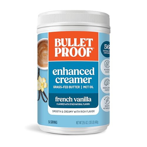 Bulletproof كريم فرنسي فانيليا مضاد للرصاص، 29.6 أونصة، كريم قهوة كيتو مع زيت MCT وزبدة من الأبقار التي تتغذى على العشب، عرض قيمة، قد يختلف التعبئة - Image 1