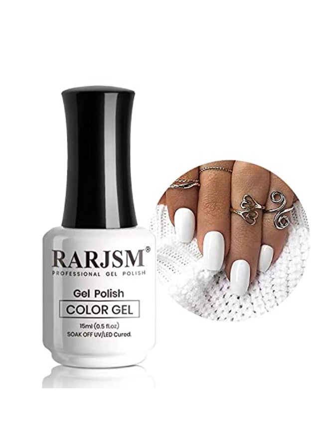 RARJSM Pure White Gel Nail Polish 15ml Soak Off UV LED Nail Gel Polish Nail Art French Manicure Solid White Salon DIY at Home Curing Required 1 Piece Single Bottle 05 Floz - Image 1