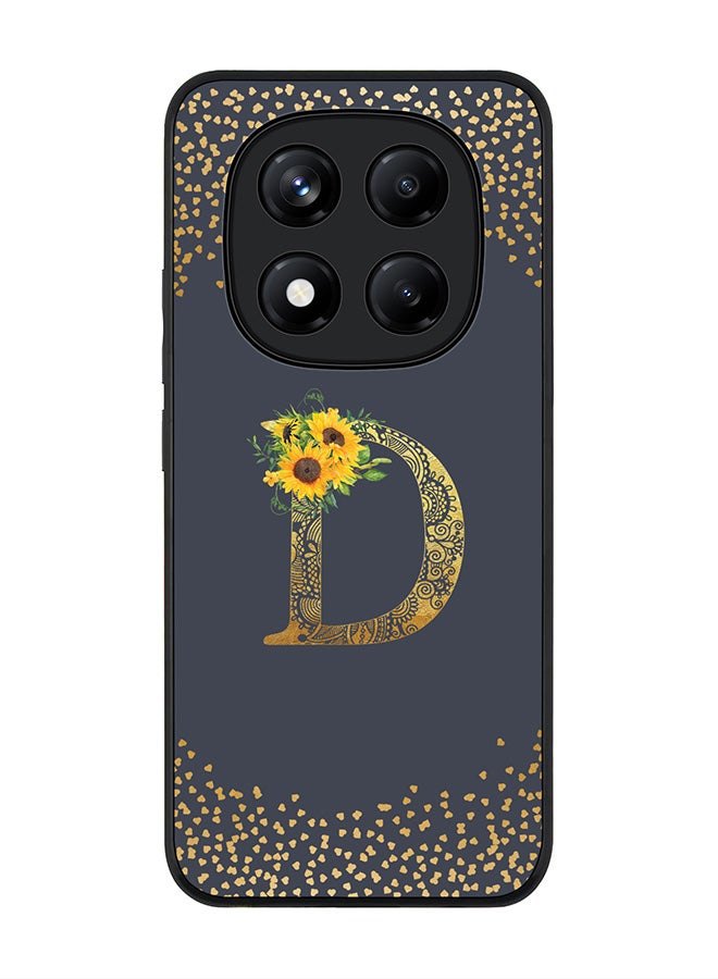 Stylizedd For Xiaomi Redmi Note 14 Pro 4G 4G Case,Slim fit Camera Protection, Shockproof Thin Phone cover  - Custom Floral Monogram - D  (Grey ) - Image 1