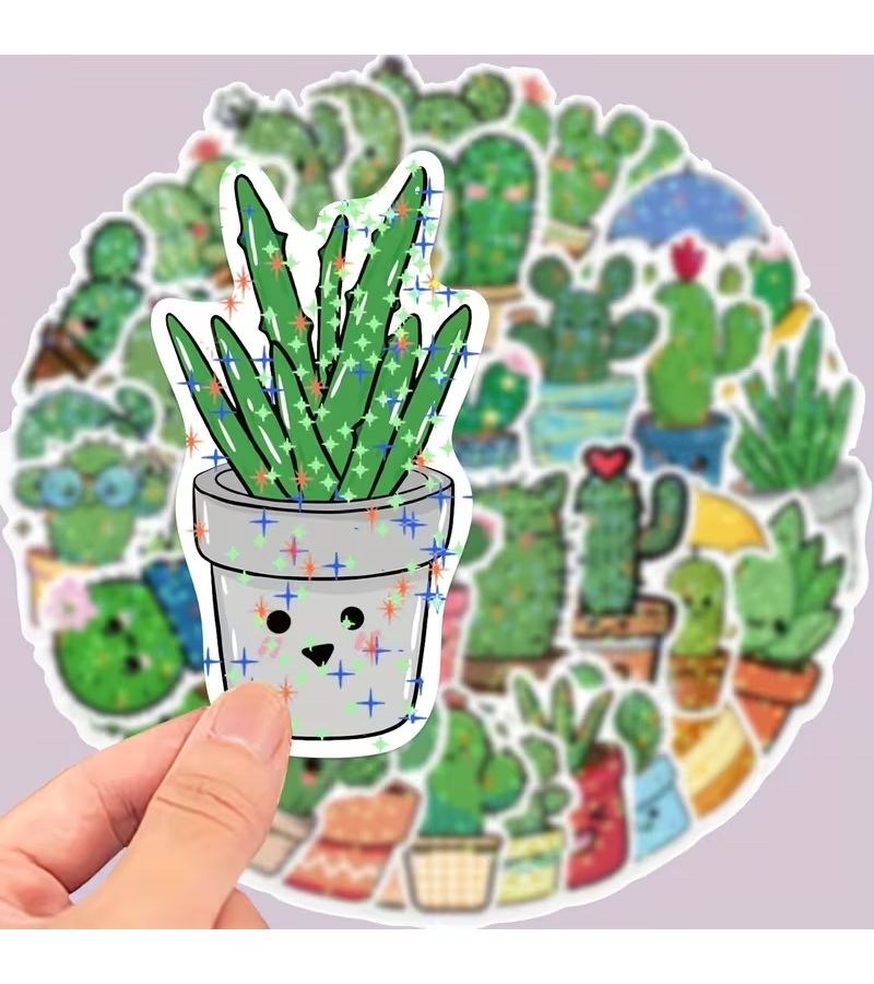 50pcs Cactus Paradise Graffiti Sticker Set For Notebooks Laptops - Image 1