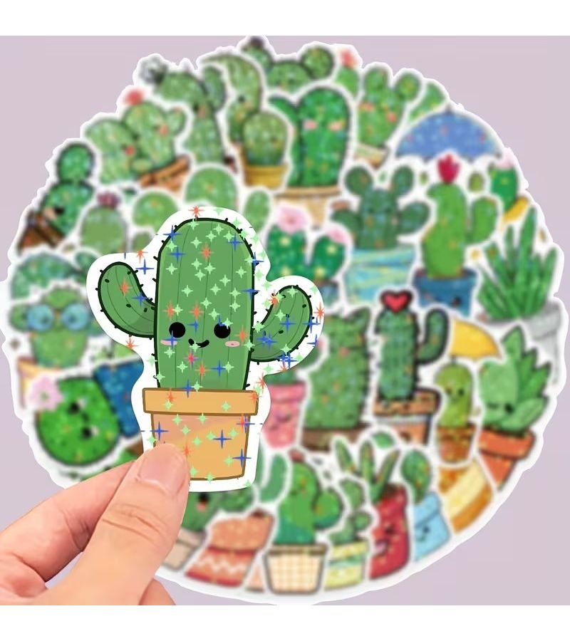 50pcs Cactus Paradise Graffiti Sticker Set For Notebooks Laptops - Image 3