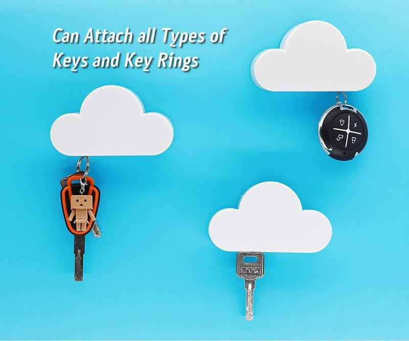 Meyerascal White Cloud Magnetic Key Holder for Wall, Strong Magnetic to Securely Hang Multiple Keys and Keychain, Novelty Cute Home Decorations, Easy to Install and Convenient to Use. (White) - Image 3