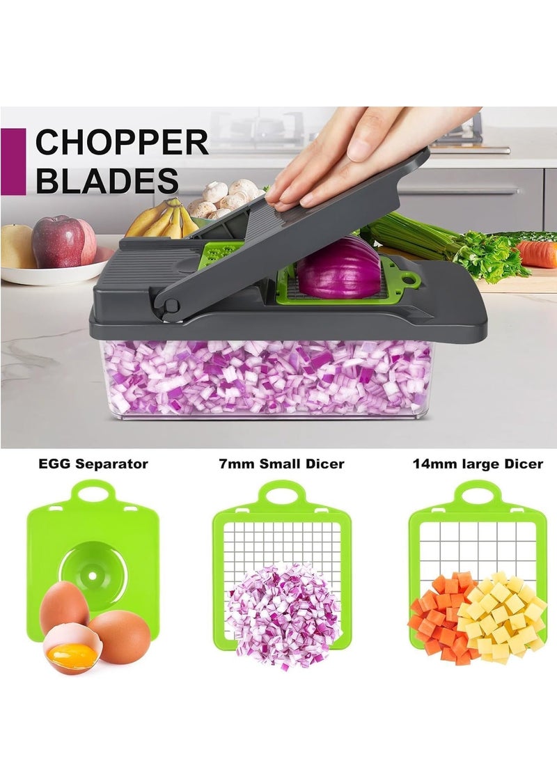 JAJEEK NEW 12-in-1 Vegetable Chopper – Professional Food Chopper, Multifunctional Onion & Veggie Chopper with Container – Slicer, Dicer, Cutter & Mandoline Slicer for Salad, Garlic & Meal Prep - Image 3