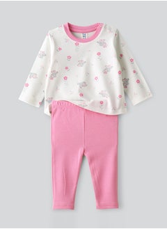 Tiny Hug Baby Girl Bird Print T-shirt and Leggings Set  - Image 1