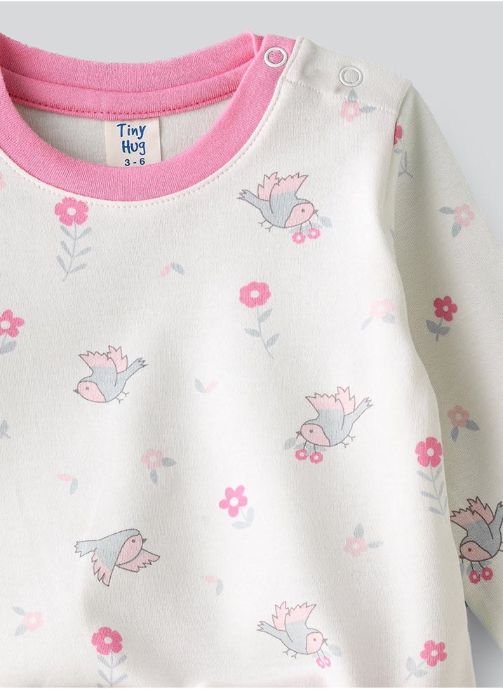 Tiny Hug Baby Girl Bird Print T-shirt and Leggings Set  - Image 4