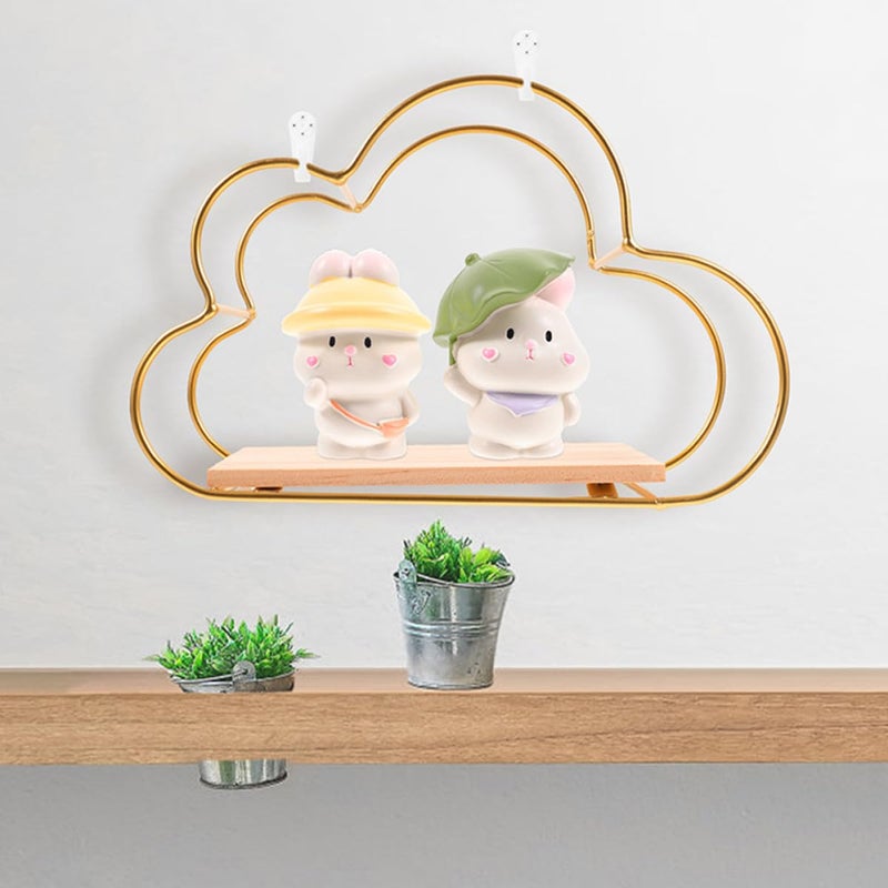 Large Gold Metal Cloud Shaped Floating Wall Shelf Nordic Style Storage Rack - Image 3