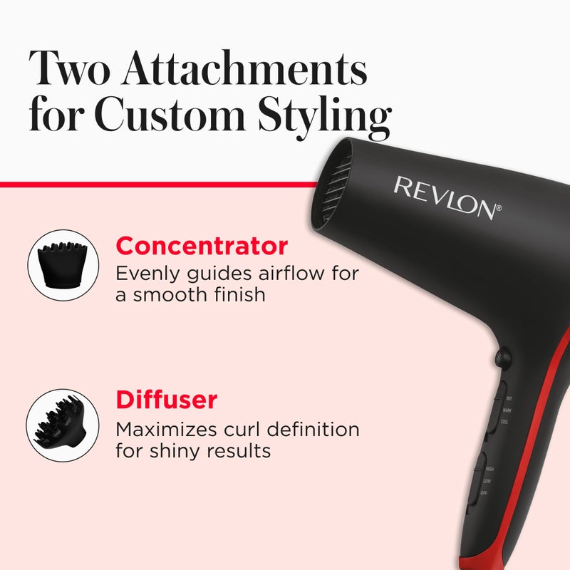 REVLON SmoothStay Coconut Oil Infused Hair Dryer with Diffuser & Concentrator - Ionic Ceramic Blow Dryer for Frizz Control, Shine, Smoothness & Volume, 1875W Lightweight Salon-Quality - Image 4