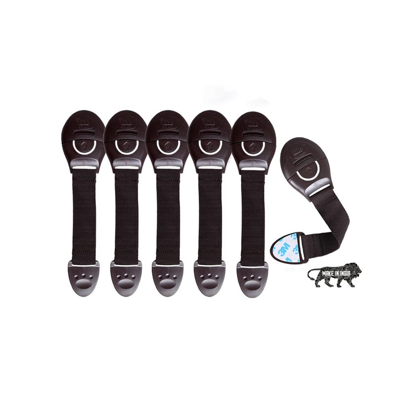 Chipmunks Furniture Safety Locks for Baby Safety - Strong and Adhesive Child/Toddler/Infants Safety Locks for Drawers, Cabinets, Fridge and Cupboard - Baby Proofing Product (Brown, Pack of 6) - Image 1