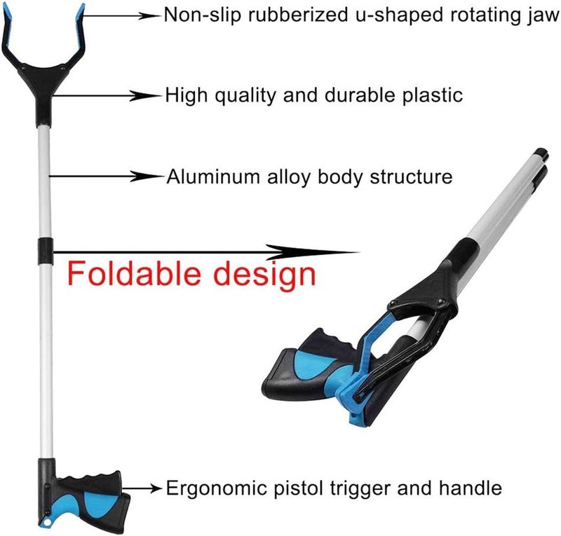 comfrt Grabber Reacher Tool, 33" Foldable Extender Gripper Tool Claw Garbage Picker, Elderly Disabled Handicap Arm Extension Reaching Assist Tool, Ergonomic Heavy Duty Handle Trash Reacher Pick up Tool (1) - Image 3