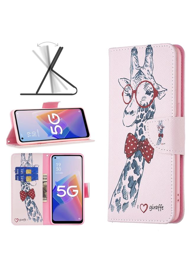 اس-توب جراب هاتف جلدي بنمط رسم ملون لهاتف OPPO A96 5G - Image 1