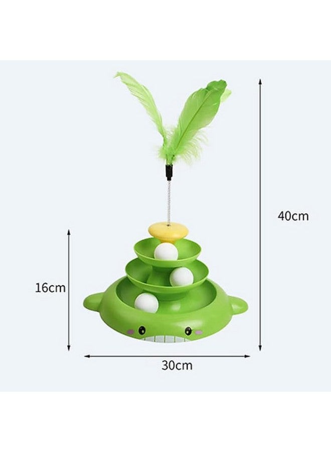 بت لعبة القط الدوارة - لعبة القط الدوارة ذات الطاحونة الهوائية ذات 3 مستويات مع ريش القطط وأعشاب النعناع البري - لعبة تفاعلية للقطط للمنزل والقطط الصغيرة - تعزز الصيد والتمارين المرحة - Image 2