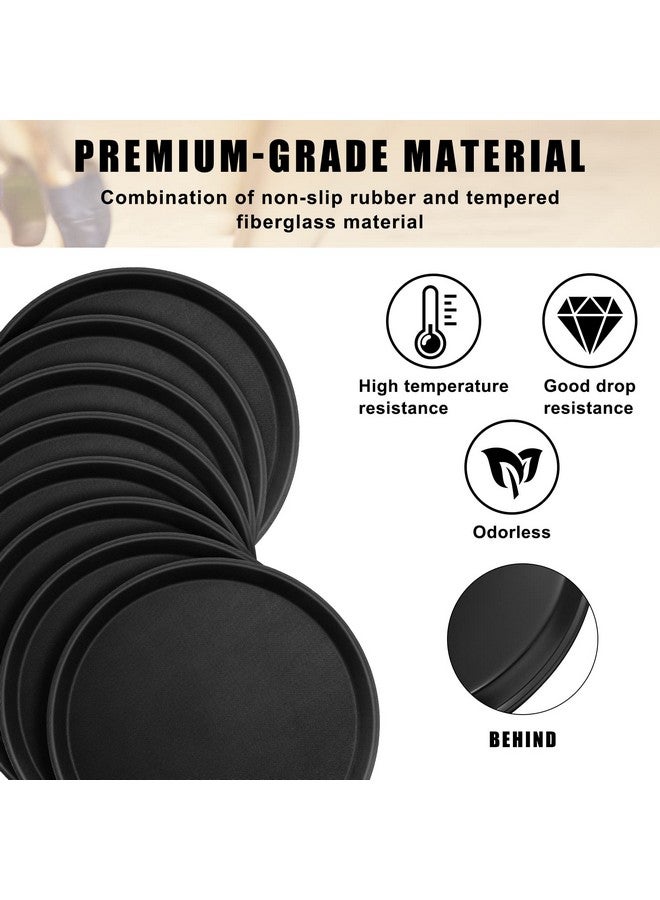 Zopeal 8 Pieces Black Round Restaurant Serving Tray, Plastic Non Slip Surface Food Meals Server Tray with Raised Edges for Home, Kitchen, Restaurant, Cafeteria, Bar (11",Black) - Image 4