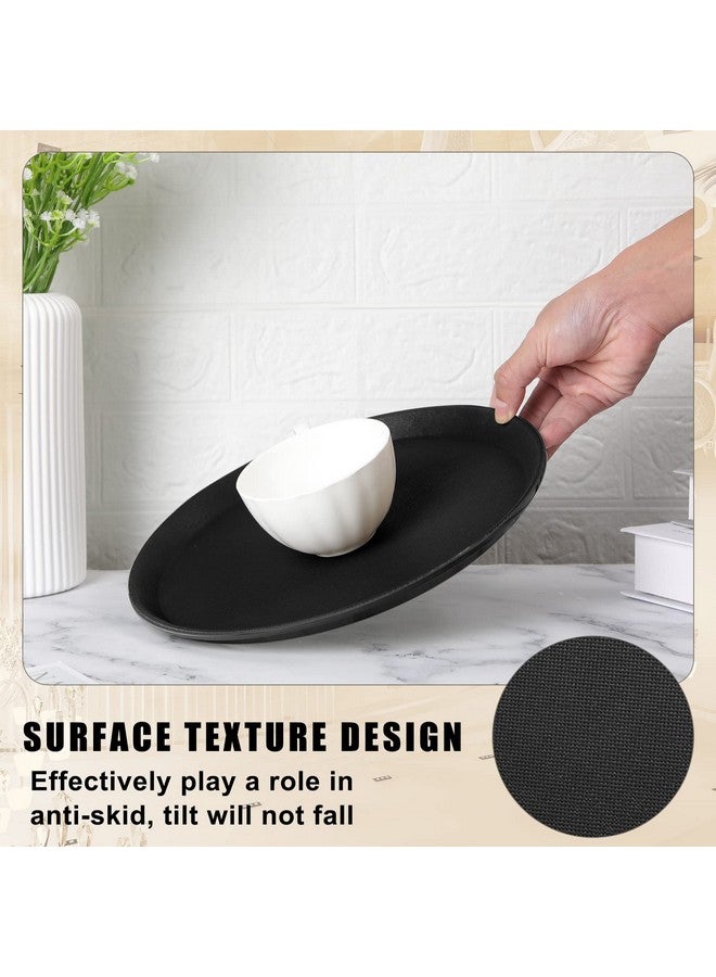 Zopeal 8 Pieces Black Round Restaurant Serving Tray, Plastic Non Slip Surface Food Meals Server Tray with Raised Edges for Home, Kitchen, Restaurant, Cafeteria, Bar (11",Black) - Image 3