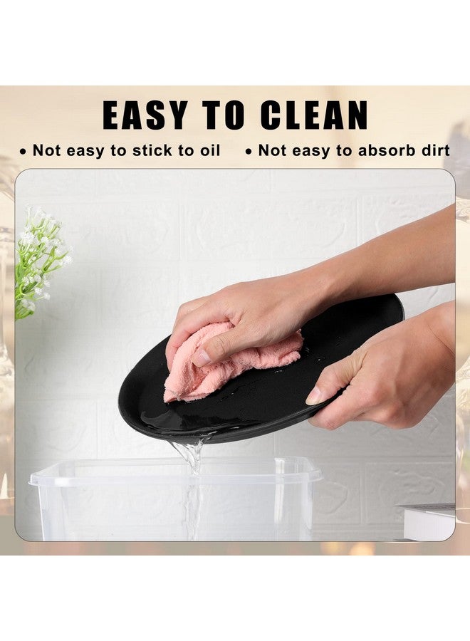 Zopeal 8 Pieces Black Round Restaurant Serving Tray, Plastic Non Slip Surface Food Meals Server Tray with Raised Edges for Home, Kitchen, Restaurant, Cafeteria, Bar (11",Black) - Image 5