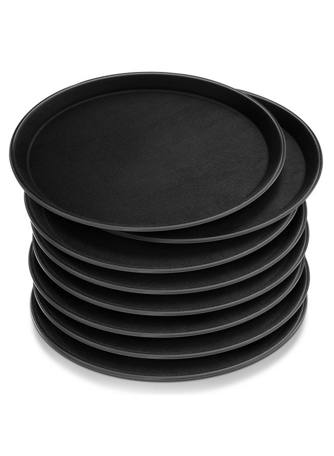 Zopeal 8 Pieces Black Round Restaurant Serving Tray, Plastic Non Slip Surface Food Meals Server Tray with Raised Edges for Home, Kitchen, Restaurant, Cafeteria, Bar (11",Black) - Image 1