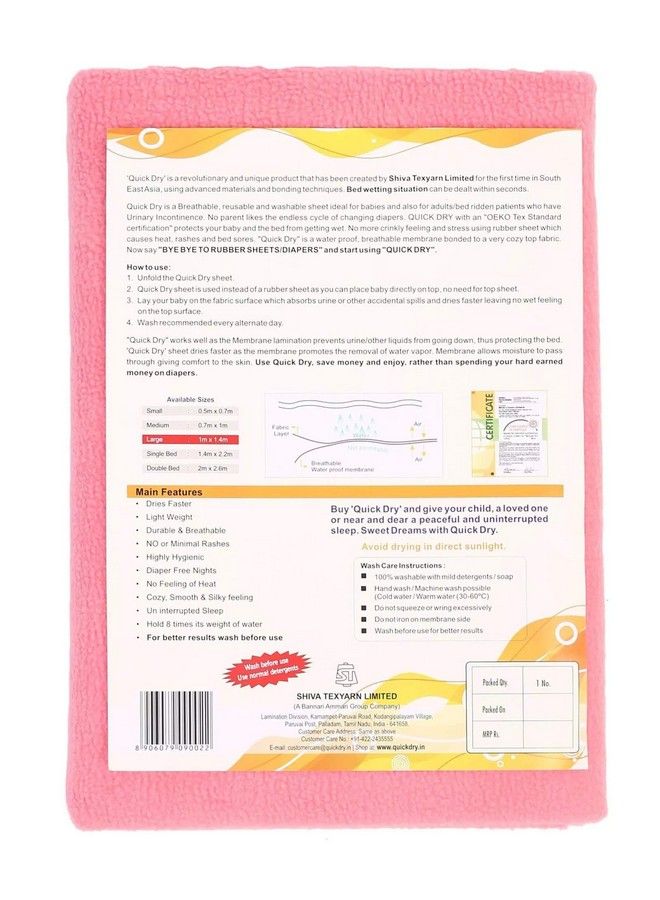 Quick Dry Baby Bed Protector (Large Salmon Rose) - Image 3