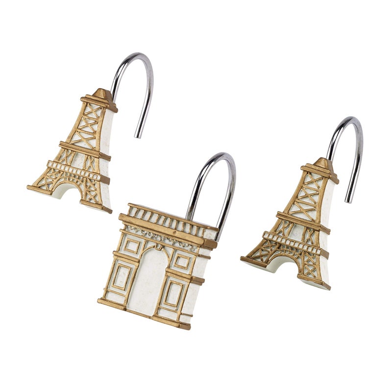 Avanti Linens Avanti Linens  Shower Curtain Hooks Resin Shower Accessories Chic Bathroom Decor Set of 12 Paris Botanique Collection