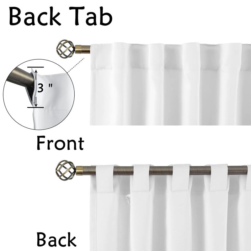 BGment Rod Pocket and Back Tab White Curtains for Bedroom - Thermal Insulated Room Darkening Curtains for Living Room  2 Window Curtain Panels (52 x 90 Inch  Pure White) - Image 3