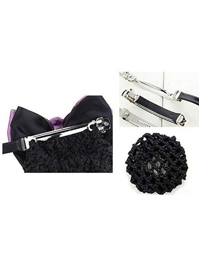 ericotry 1Pcs Women Girls Rhinestone Satin Bowknot Barrette Decorative Hair Clip Hair Bun Cover Snood Net For Nurse Bank Worker Restaurant Stewardess (Black)  - Image 4