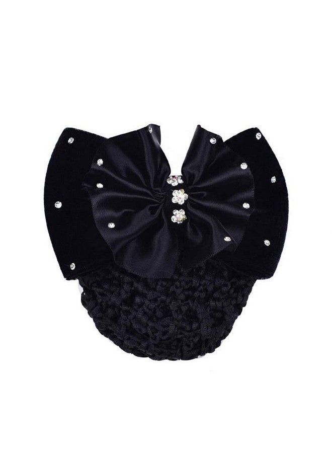 ericotry 1Pcs Women Girls Rhinestone Satin Bowknot Barrette Decorative Hair Clip Hair Bun Cover Snood Net For Nurse Bank Worker Restaurant Stewardess (Black)  - Image 1