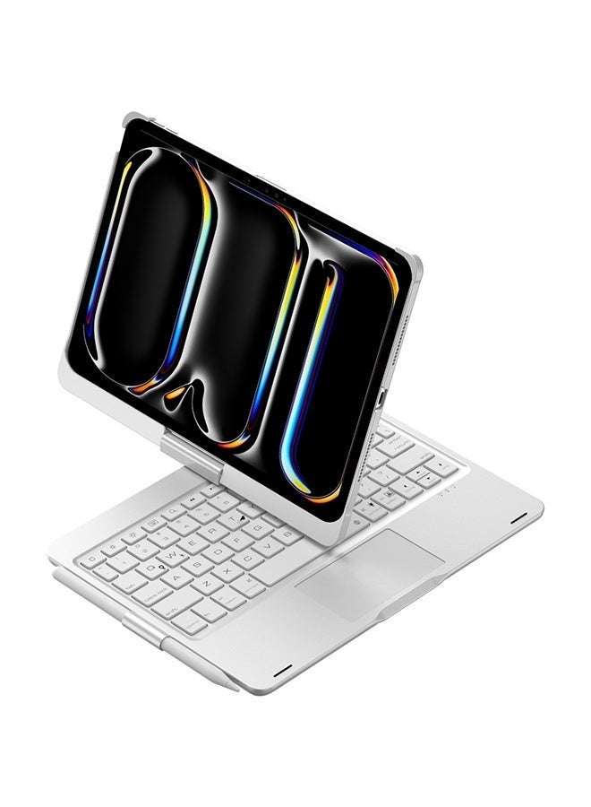 REMAX Arabic & English Magic Keyboard for Apple iPad Air 11-inch M3/M2 & iPad Pro 11 inch 4th/3rd/2nd/1st Gen Magnetic Case Smart Trackpad Rainbow Backlit iPad Air 4th/5th Silver - Image 3