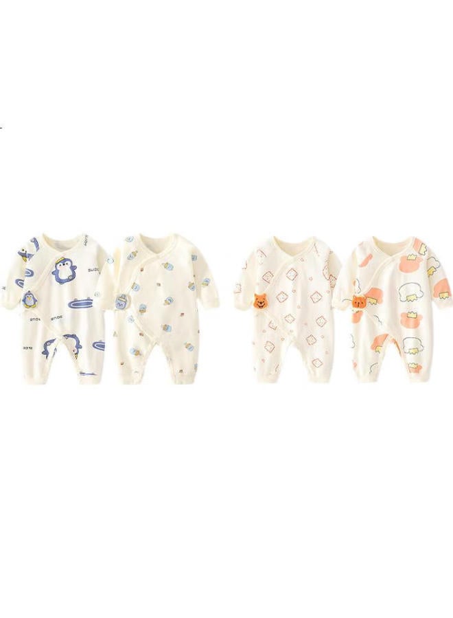 Lovebox Baby Cotton Romper Spring And Autumn Newborn Baby Clothes Baby Ha Yi Monk Clothes Red Heart Bear 2 Pieces T141 Size 52 - Image 2