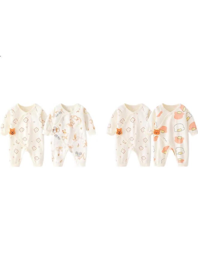Lovebox Baby Cotton Romper Spring And Autumn Newborn Baby Clothes Baby Ha Yi Monk Clothes Red Heart Bear 2 Pieces T141 Size 52 - Image 1