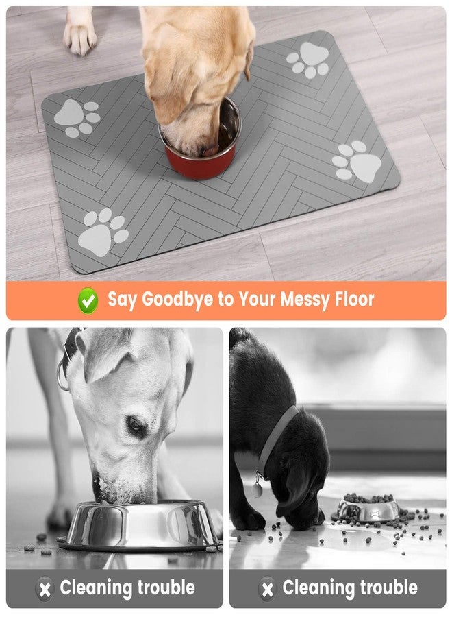 DK177 Pet Feeding Mat-Absorbent Pet Placemat for Food and Water Bowl, with Waterproof Rubber Backing, Quick Dry Water Dispenser Mat for Dog and Cat (17"x27", Striped Light Gray) - Image 3