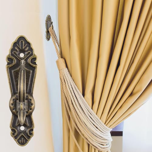 Dnyta 2 Pcs Vintage Curtain Tassel Hooks, Small Classic Vintage Tieback Hooks with Some Screws, Retro Light Luxury, Coffee Shop/Old Homestays (Bronze) - Image 4