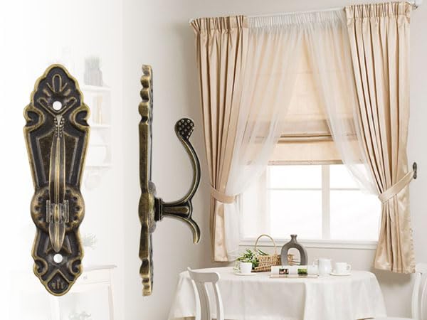 Dnyta 2 Pcs Vintage Curtain Tassel Hooks, Small Classic Vintage Tieback Hooks with Some Screws, Retro Light Luxury, Coffee Shop/Old Homestays (Bronze) - Image 5