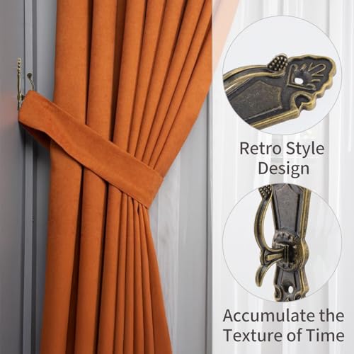 Dnyta 2 Pcs Vintage Curtain Tassel Hooks, Small Classic Vintage Tieback Hooks with Some Screws, Retro Light Luxury, Coffee Shop/Old Homestays (Bronze) - Image 3