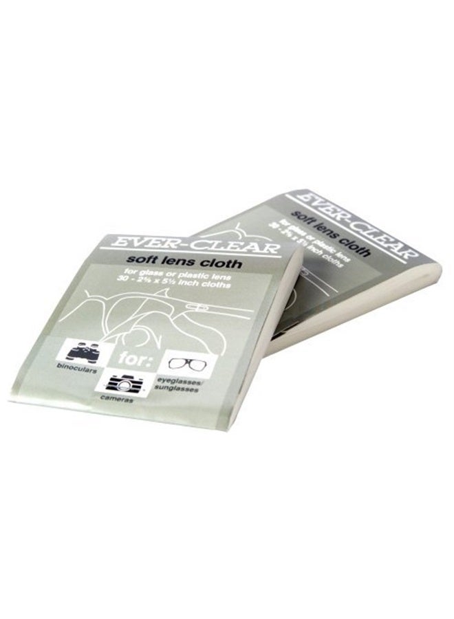 APEX Ever-clear Soft Lens Cloths, 2 Packages each with Two 30 Count Pouches