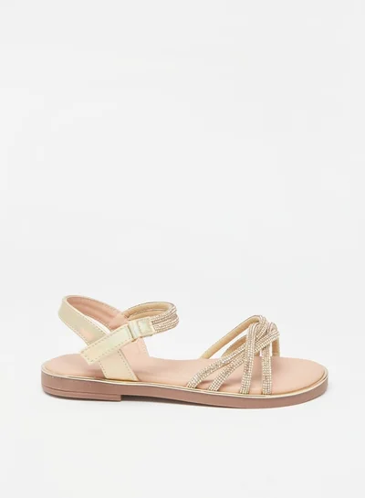 Flora Bella By Shoexpress Girls Embellished Flat Sandals With Hook And Loop Closure