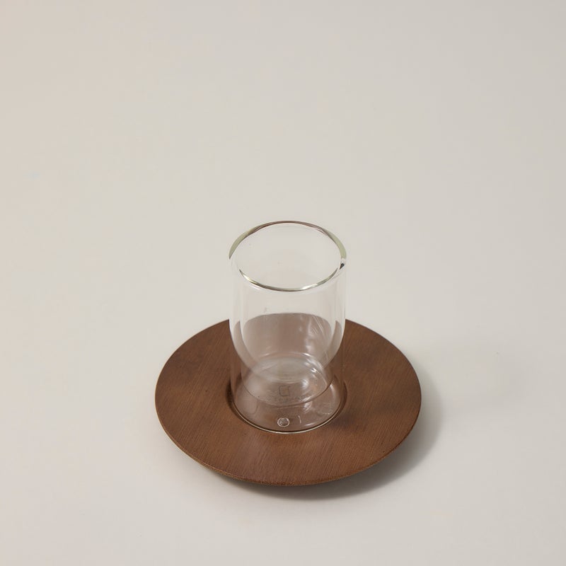 دلتي طقم أكواب شاي وفناجين قهوة سعودية زجاج وخشب 18 قطعة - Image 2