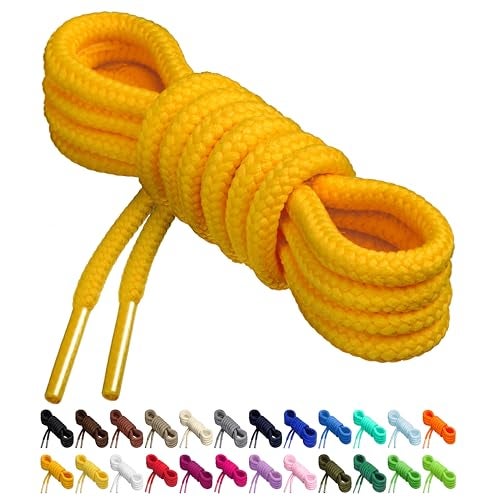 Birch Round Shoelaces 27 Colors 3/16" Thick Shoe Laces 4 Different Lengths (37" (94cm) - M, Sunflower Yellow) - Image 1