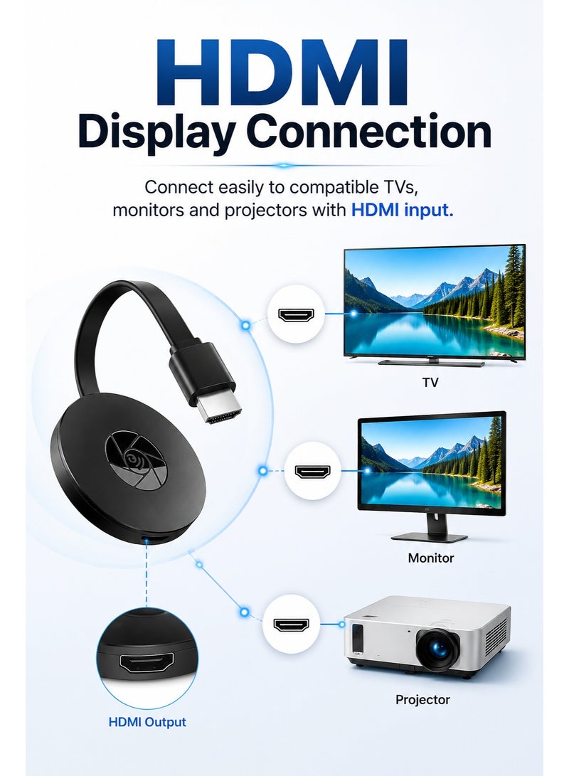 Mirascreen Wireless TV Stick Dongle Screen Mirroring Adapter With HDMI Connector For Smart TV, Cast Mobile & Laptop To Big Screen - Image 2