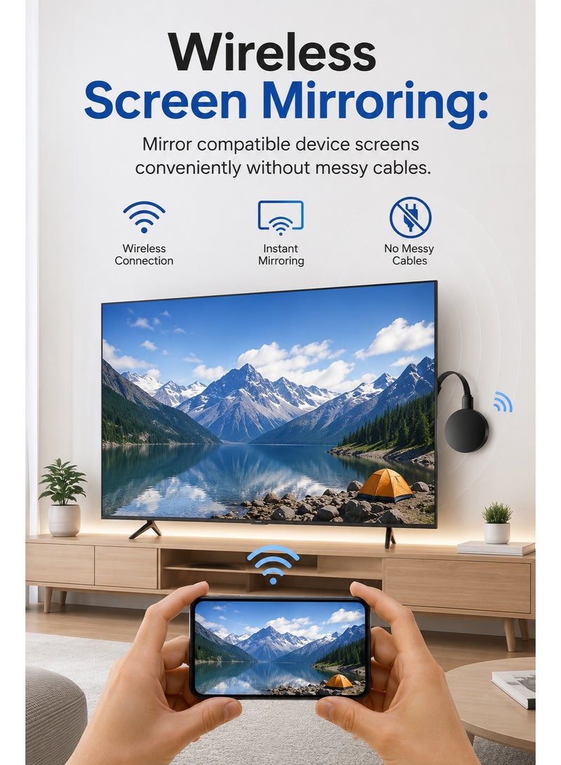 Mirascreen Wireless TV Stick Dongle Screen Mirroring Adapter With HDMI Connector For Smart TV, Cast Mobile & Laptop To Big Screen - Image 4
