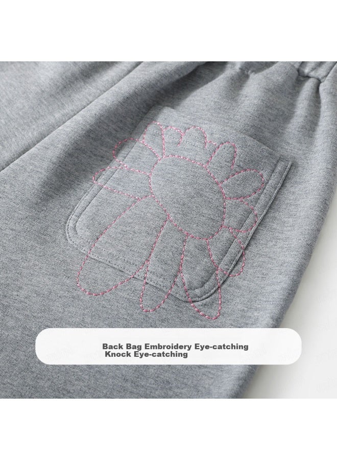 Mqdmini Girls' Pants Children'S Trousers Kids' Spring Loose-Fit Pants With Elastic Cuffs And Pockets - Image 3