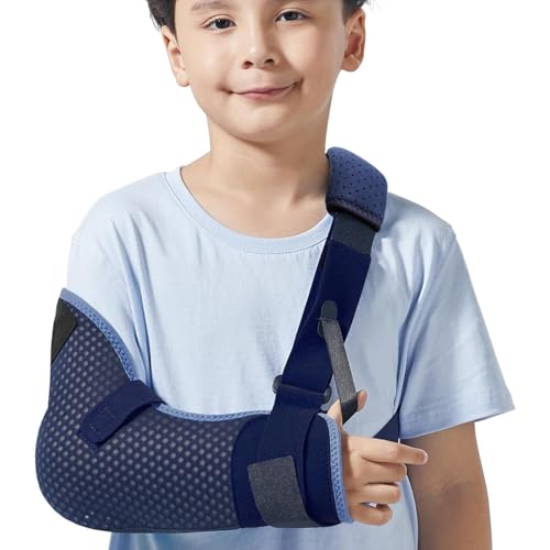 Velpeau حمالة ذراع الأطفال من فيلبو مع حزام الخصر، تصميم مهوي وقابل للتنفس، دعامة دعم الذراع للأطفال، الأولاد، الفتيات (نسخة شبكية، زرقاء، يمين، XS: محيط 22.5″-26″) - Image 1