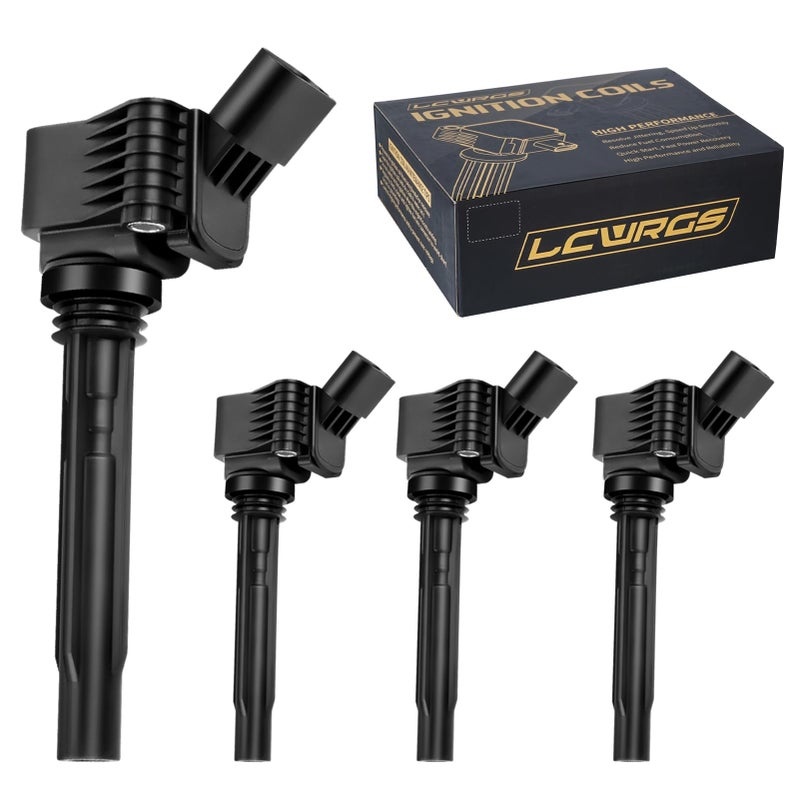 مجموعة من 4 حزم لفائف الإشعال تناسب 2014 2015 2016 2017 2018 2019 فولكس فاجن VW باسات بيتل جيتا GTI جولف أودي A3 A4 18 20 تحل محل UF765 GN10632