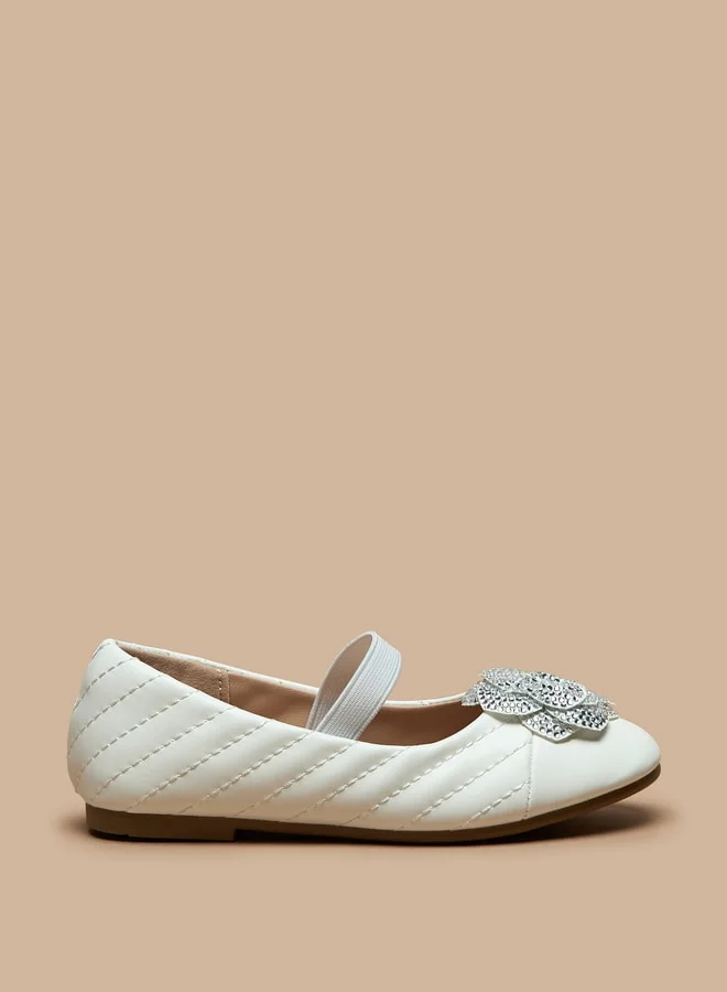 JUNIORS Floral Accent Slip-On Ballerina Shoes with Elastic Strap